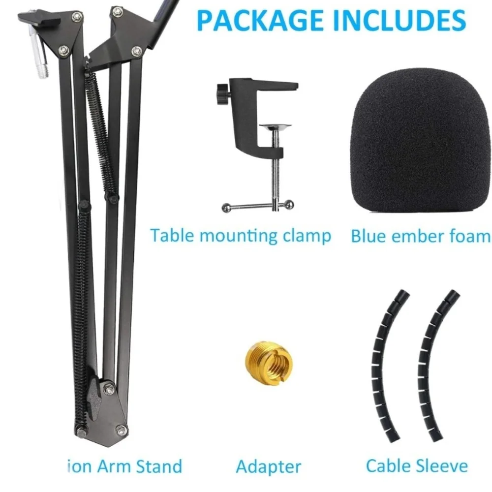Ember Microphone Stand w/ Pop Filter Mic Suspension Boom Scissor Arm Stand